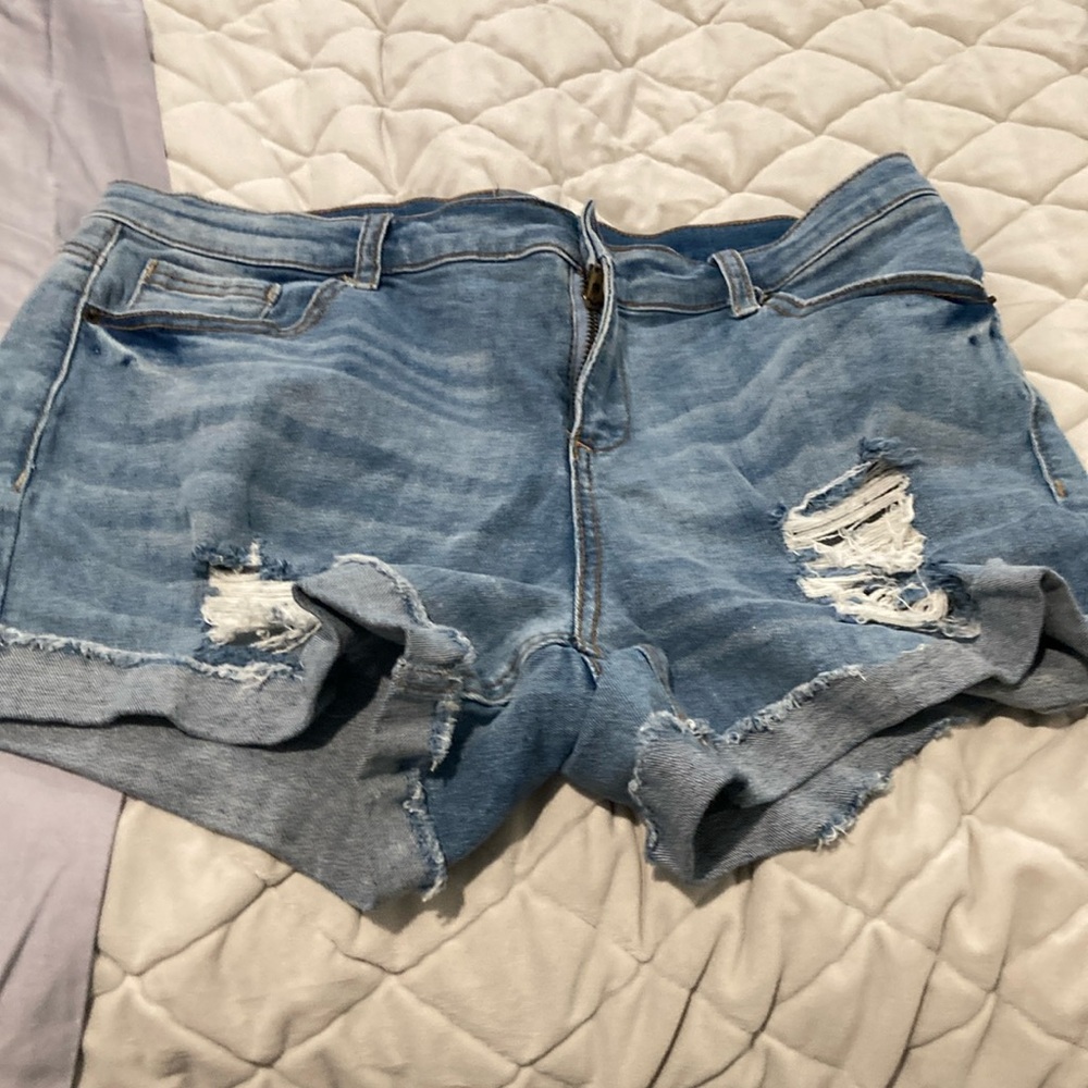 NY & Company Destructed Denim Shorts with 4” Inseam